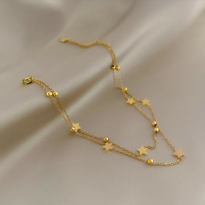 Noin%20Gelang%20Kaki%20Titanium%20Asli%20Anti%20Luntur%20Double%20Layered%20Little%20Star%20Untuk%20Wanita%20Korea%20GLK21%20-%20Image%203