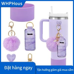 WHPHous 6Pcs Phụ Kiện Thiết Lập Chai Nước Khởi Động Bìa Mini Hooks Son Môi Tay Áo Pouch Pom Daisy Quyến Rũ Keychain Cho Stanley Cốc