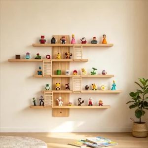 xpkQ Wooden Storage Holders Wall Shelf Spice Rack Display Holders Jewelry Organizer Shelves Figure Display Stand Tea Cup Display Rack 9Q4T2