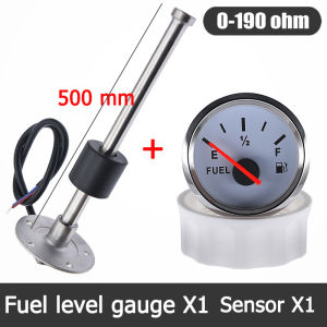 52mm Stainless Steel Marine Fuel Level Gauge Sensor Fit 0-190 ohm 100-500mm Boat Car Fuel Level Gauge Meter with Red Backlight 9-32V