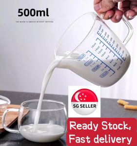 [SG SELLER] 500ML Glass Measuring Cup Heat-Resistant Borosilicate Glass Graduated Beaker Mug with Handle for Baking