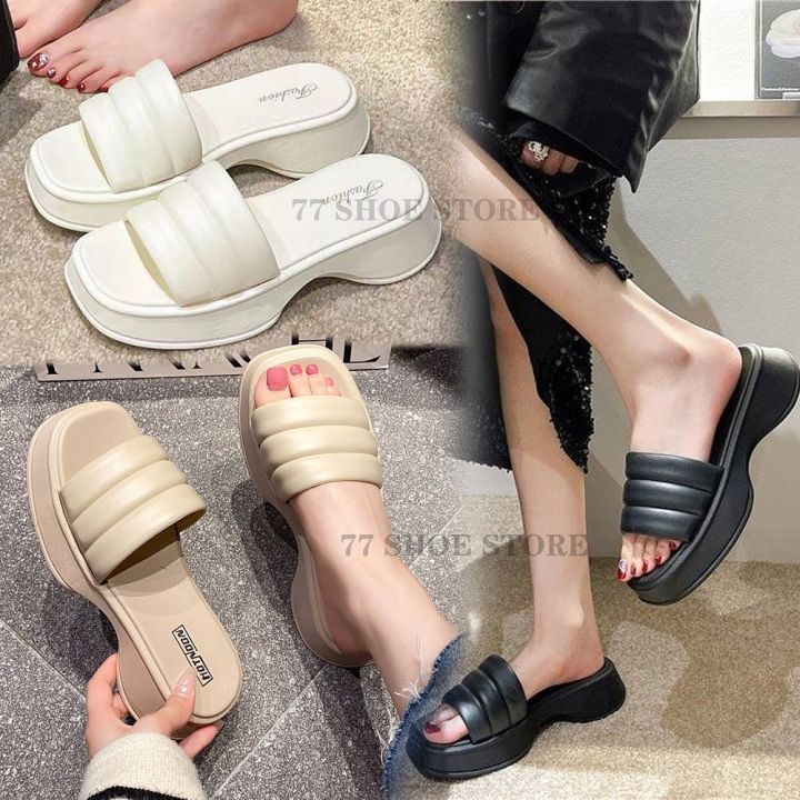 New Korean best seller Fashion 2 inches Thick Sole Casual Rubber sandals  Slip On Slipper for women