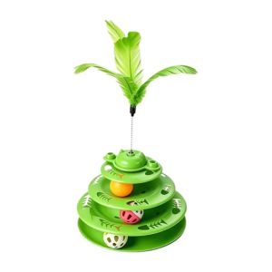 MAYNN Anti Slip Base Cat Track Ball Toy Multi Layer Rotating Ball Interactive Cat Toy Flexibility Track Design Spring Wand Toy Kitten Entertainment