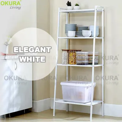 OKURA 4 Tier Multipurpose Metal Mesh Shelf Rak Besi Buku Metal Storage Shelves Book Rack / Bookshelf / Home Living Office