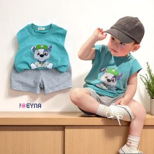 BE253 Bộ áo thun cotton quần đùi JOEYNA quần áo cho bé trai năng động cá tính