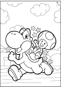 kertas gambar mewarnai anak A4 (MARIO BROS)
