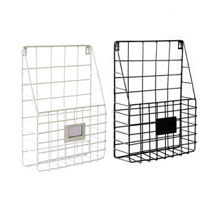 Wall Mounted Magazine File Holder Mail Organizer Wire Basket Hanging Document Foyer Storage Shelf Rack