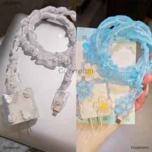 [COD] Cozyroom Ins Flower Butterfly Charger Data Cable Winder Protective Cover Kits For IPhone 18W 20W Charger Case Anti-break Bites Wire