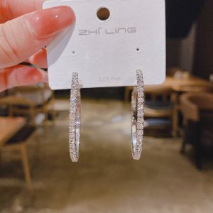 Fashion Hoop Earrings With Rhinestone Big Circle Earrings Simple Earrings Big Circle Gold Color Loop Earrings For Women Subang