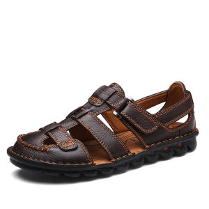 100% KULIT Sandal Hiking Gunung Pria Casual Sendal Santai Cowok Olahraga Outdoor Keren Touring Lentur Pantai 180