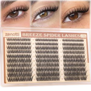 Spider Breeze Lash Clusters DD Curl 180PCS Natural Eyelash Clusters Wispy Cluster Eyelash Extensions Breeze Venus Lashes Cluster with Invisible Band Kim K Style Eyelash Extensions by zenotti