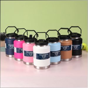 ถ้วยเก็บความร้อน แบบพกพา สแตนเลสเกรดอาหาร กาต้มน้ำร้อน ฝาฟาง สูญญากาศ ตั้งแคมป์กลางแจ้ง ความจุขนาดใหญ่