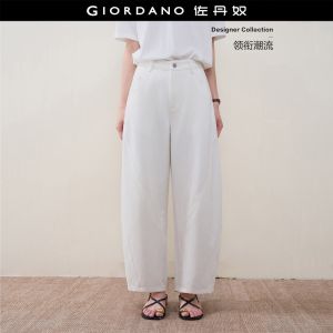 GIORDANO Women Jeans 100% Cotton High Waist Banana Pants Ankle Length Exposed Seam Fashionable Casual Loose Jeans 18426103