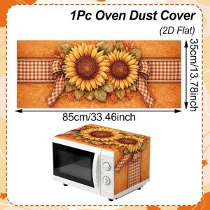 NOBLELUX Printed Microwave Cover Universal Floral Dust Protector Mat Multi-Purpose Oil Proof Microwave Oven Dust Cover Household Cover