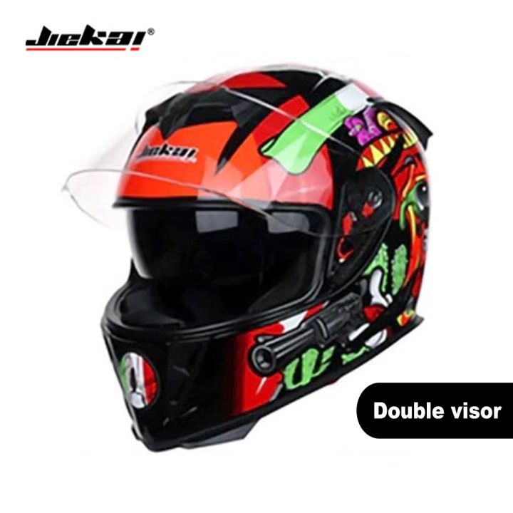 Jiekai Full Face Motorcycle Helmet Washable Lining with Dual Lens