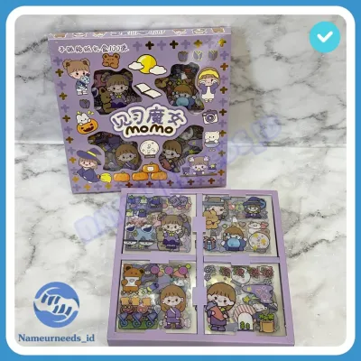 Stiker 2D 100 Lembar Sticker Momo Kartun Korea Lucu Anti Air