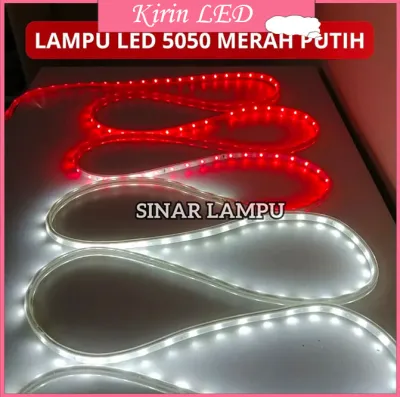 PAKET LAMPU LED STRIP SELANG WARNA WARNI 5050 220V ADAPTOR MERAH+ PUTIH 2-30M