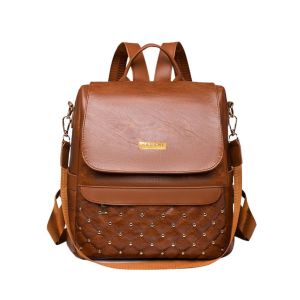 HANAMI Tas Ransel Wanita Cokelat Belvina TA1031B7 Kulit Premium Branded Backpack Sekolah Kantor Baru