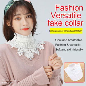 momai Womens autumn and winter shirt high collar fungus shirt collar fake collar stand collar fake collar