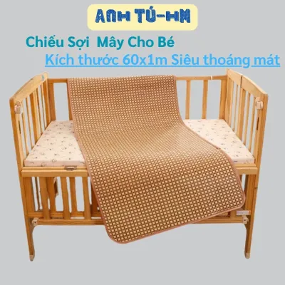 Chiếu Mây Lót Lụa 60x90cm Điều Hoà Cho Bé - Chiếu Sợi Mây Thiên Nhiên An toàn cho bé