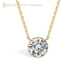 Queensun 1carats 18K gold bubble lab grown diamond single diamond real diamond pendant necklace collarbone chain for women钻石项链30points 50points minimalist pendant