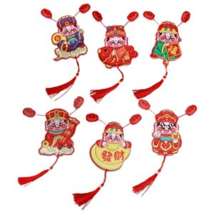 MAOMEI HOUSE 4Pcs Phim hoạt hình Nam châm tủ lạnh Thần Tài Sáng tạo Phong cách Trung Quốc Nam châm trang trí tủ lạnh Đồ trang trí lễ hội Hài hước dây chuyền Chúa lắc đầu Trang trí nhà cửa