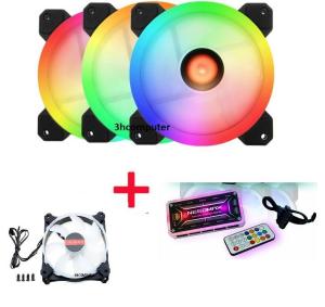 Bộ 3 Quạt LED RGB Fan Coolmoon 2018 Dual Ring Fan case tặng Kèm HUB LED + Điều Khiển