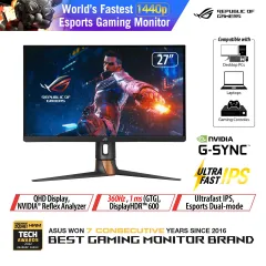 ASUS ROG Swift PG27AQN 27 16:9 QHD 360Hz IPS LCD HDR Gaming, monitor 360hz  0.5 ms 