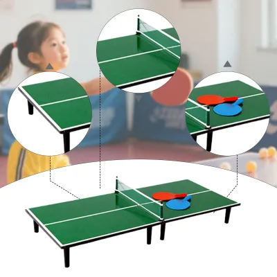 【Get the Perfect Fit】 Mini Ping Pong Table Sports Detachable Portable with Net with 2 Paddles Compact Table Tennis Table for Kids Indoor Outdoor