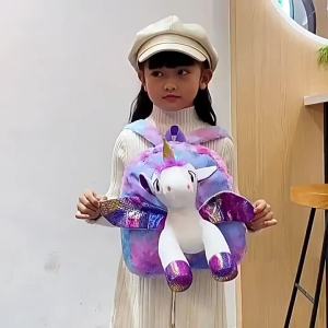 Cute Toddler Kids Fur Unicorn Backpack For Littler Girls Pupil Cartoon Back Pack Children Kindergarten Schoolbag Shoulders Bag
