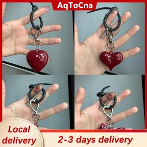 [COD] AqToCna Ship within 24 hours Exquisite Temperament Red Heart Bow Charms Keychain Versatile Phone Pendant Fashion Backpack Hanging Ornament Accessories Gifts