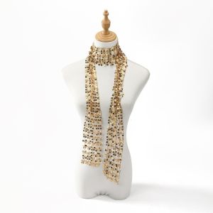 SUTONGXUE Tassel Sequin Scarf Sequins Flower Shape Waist Chain Neck Wrap Multicolor Belly Dancing Scarf Women