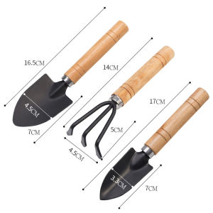 Mini Garden Tool Set With Wooden Handle Plant Gardening Shovel Rake Metal Head Shovel Rake Spade 3PCS/Set