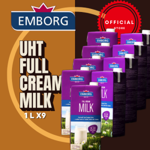 EMBORG Full Cream Milk 3.5% (1L x 9) - Delicious & Nutritious Milk from European Cows