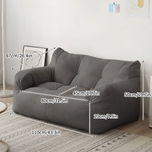 Cotton Linen Lazy Sofa Soft Comfortable Couch with Handy Side Pockets Home Furniture SDCV