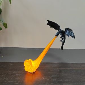 Battery Version Black Dragon Ornament Spitting Red Flame Dragon Figure Fantasy Desktop Decoration