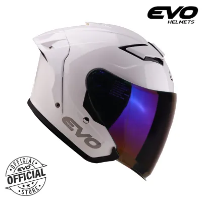 EVO TR-X Plain Half Face Dual Visor Helmet with Free Clear Lens
