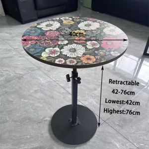 Adjustable High Round Table with Marble Top for Living Room Bar Café Modern Side Table