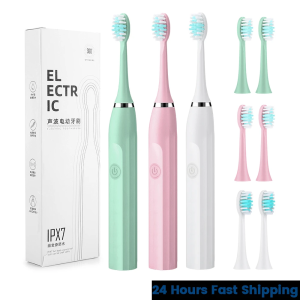 Sonic Electric Toothbrush Ultrasonic Electronic Whitening Oral Teeth Brush 超声波高频震动美白成人小孩电动牙刷(RANDOM COLOR)Waterproof Sonic Toothbrush for Children and Adult toothbrush kids/Berus Gigi Sonic Kanak-kanak dan Dewasa teeth