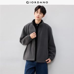 Giordano Beau Monde Men Polar fleece seam detail stand collar jacket Free Shipping 13076663