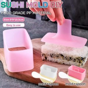 Rice Mold Musubi Maker for Sushi and Meat DIY Sushi Onigiri Mold Square PP Rice Mold Sushi Making Tools Scoop