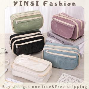 YINSI Kawaii Large-capacity Pencil Bag Flip-top Translucent Student Stationery Storage Bag Boys And Girls Simple Stationery Pen Box