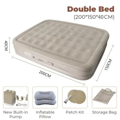 Free Pillow 6layer 40CM Inflatable Air bed Mattress Automatic Pump Portable Foldable Single/Double with built-in electric pump Outdoor For portable foldable CampingTent camping Bed