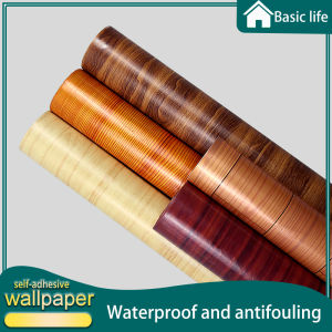 1 Piece 45cmx10m Wood Grain Wall Sticker Self Adhesive Waterproof PVC Wallpaper easy install design for Home decoration