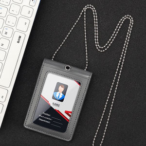 Genuine Leather ID Badge Holder Name Tag Chest Card Holders with Neck Lanyard Formal Staff Office Worker Supplies Magnet Hasp ID Card Case