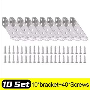 30/20pcs Universal Furniture Corner Connector with Screws / Stainless Steel Heavy Duty Triangular Support Brackets / Furniture Shelf Metal Corner Brace for Wood Cabinets