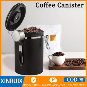 1.5L/1.8L Coffee Bean Jar Airtight Canister Stainless Steel With Scoop One Way Valve Cannister
