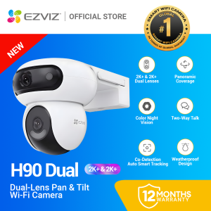 EZVIZ CS - H90 DUAL 2K+/4mp Dual-Lens Pan & Tilt Wi-Fi Camera AI-powered human / vehicle shape detection Weather proof