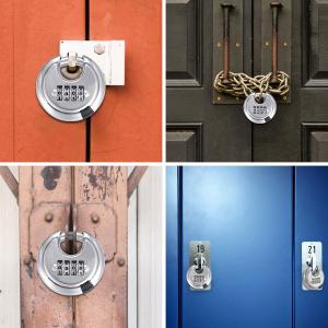 LazaraHome 4 Digital Combination Security Padlock Password Lock Keyless Stainless Steel Warehouse Garage Locker