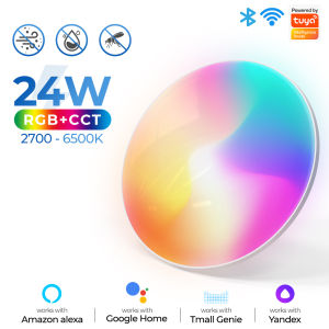 SMATRUL Tuya Wifi Led Celling Downlight Lampu Downlight Siling RGB 24W Dimmable Light  Remote Control Works With Alexa Google Home